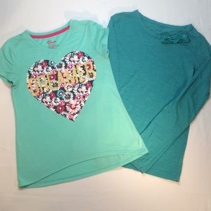 🎉LAST CHANCE🎉Girls Short Sleeve and Long Sleeve Tops Set of Two